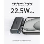 Anker Nano Power Bank (22.5W, Built-In USB-C Connector) Black [ A1653H11 ]