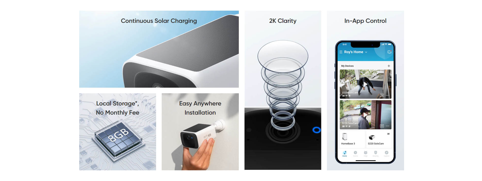 Anker eufy SoloCam S220 Solar Power Security cam Wi-Fi 2k Outdoor [ T8134321 ]