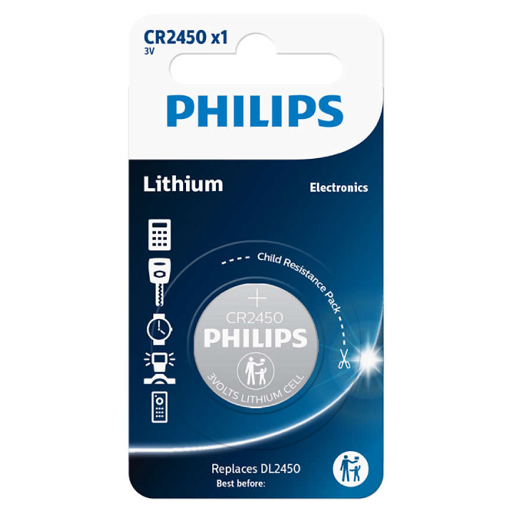 Philips lithium mini cell (button) Batteries - CR2450