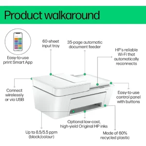 HP DeskJet Ink Advantage 4276 All in One Printer Print, copy, scan, wireless, send mobile fax 60K49C - Image 2