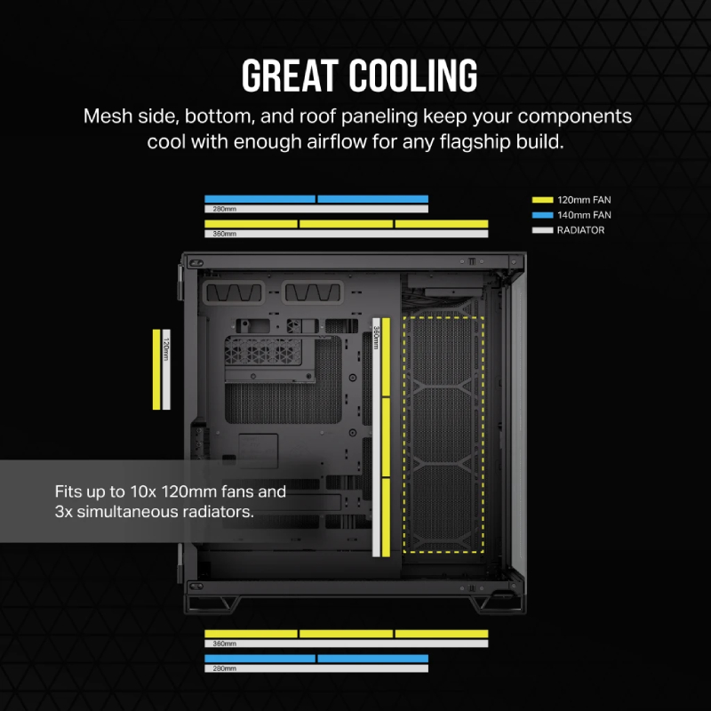 6500X Mid-Tower Dual Chamber PC Case - Black - CC-9011257-WW
