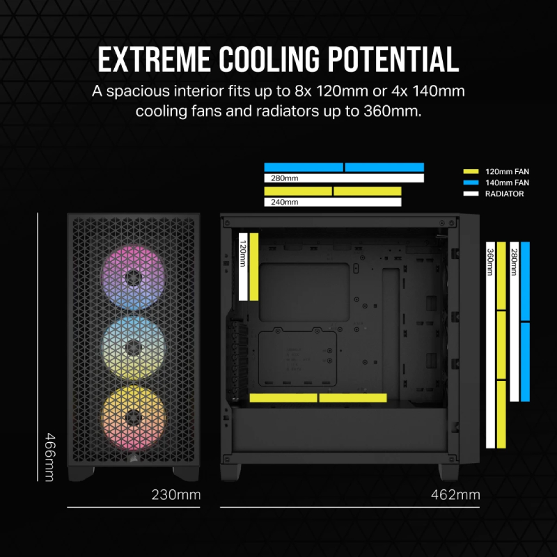 Corsair 3000D RGB AIRFLOW Mid-Tower PC Case - Black