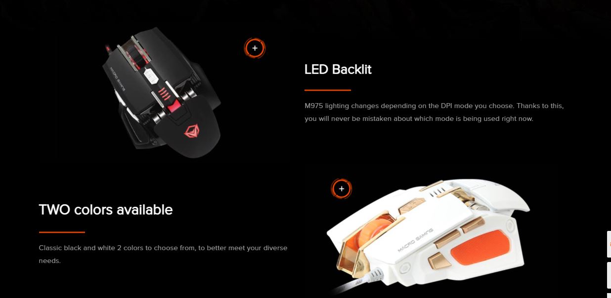 Meetion Gaming Mouse - up to 2600 dpi - M975 - black