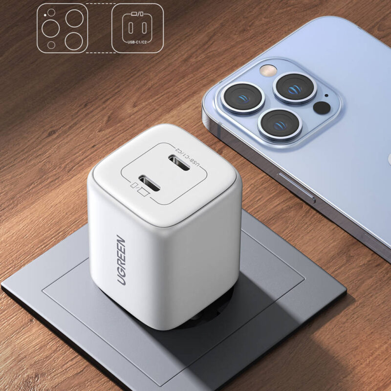 Ugreen Fast charger GaN 2 x USB-C 45W - white - CD294
