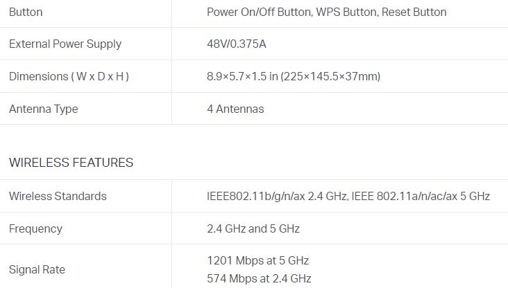 TP-link AX1800 router TL-WA1801