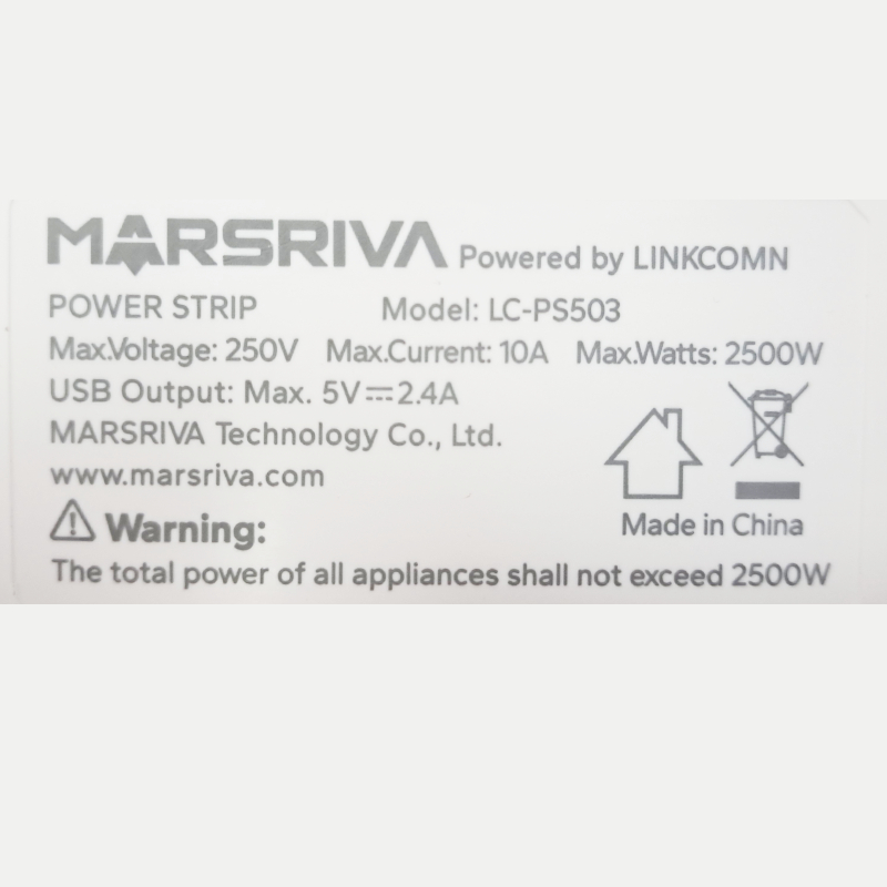 Linkcomn marsriva power strip LC-PS503 - 5 sockect - 3 USB A - 3m length 