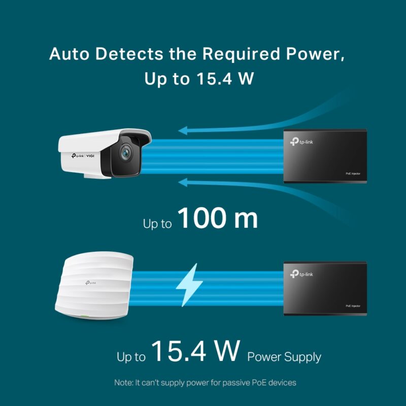 TP-link POE150S PoE Injector - Gigabit speed - 15.4W Power Supply - TL-POE150S