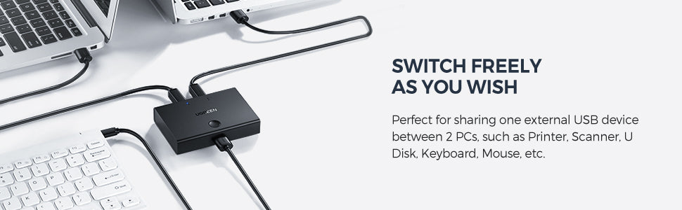 UGreen USB Switch Selector KM Switcher Box 2 in 1 Out USB 2.0 Sharing Switch Hub [ 30345 ]