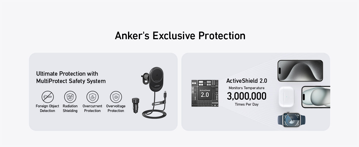 Anker MagGo Wireless Charger (Pad / Built-in USB-C Cable) with Car Adapter [ B2932111 ]