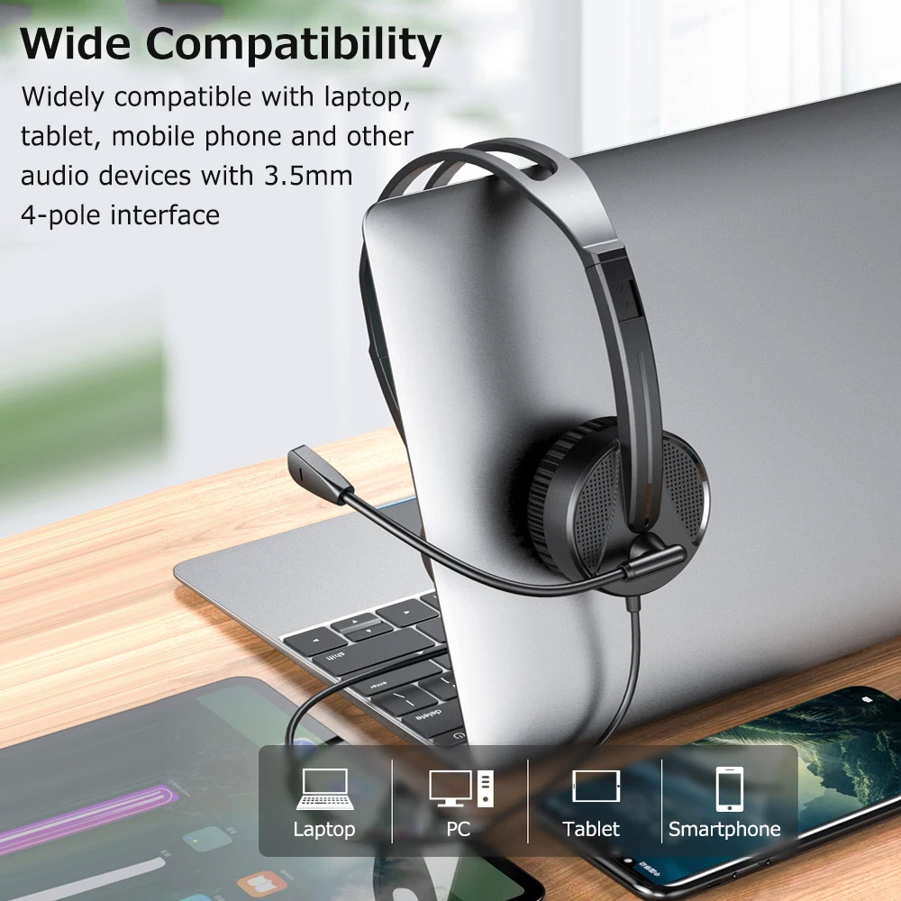 Lenovo Lecoo Wired Headset with Adjustable Microphone 1-Jack 3.5mm [ HT106 ]