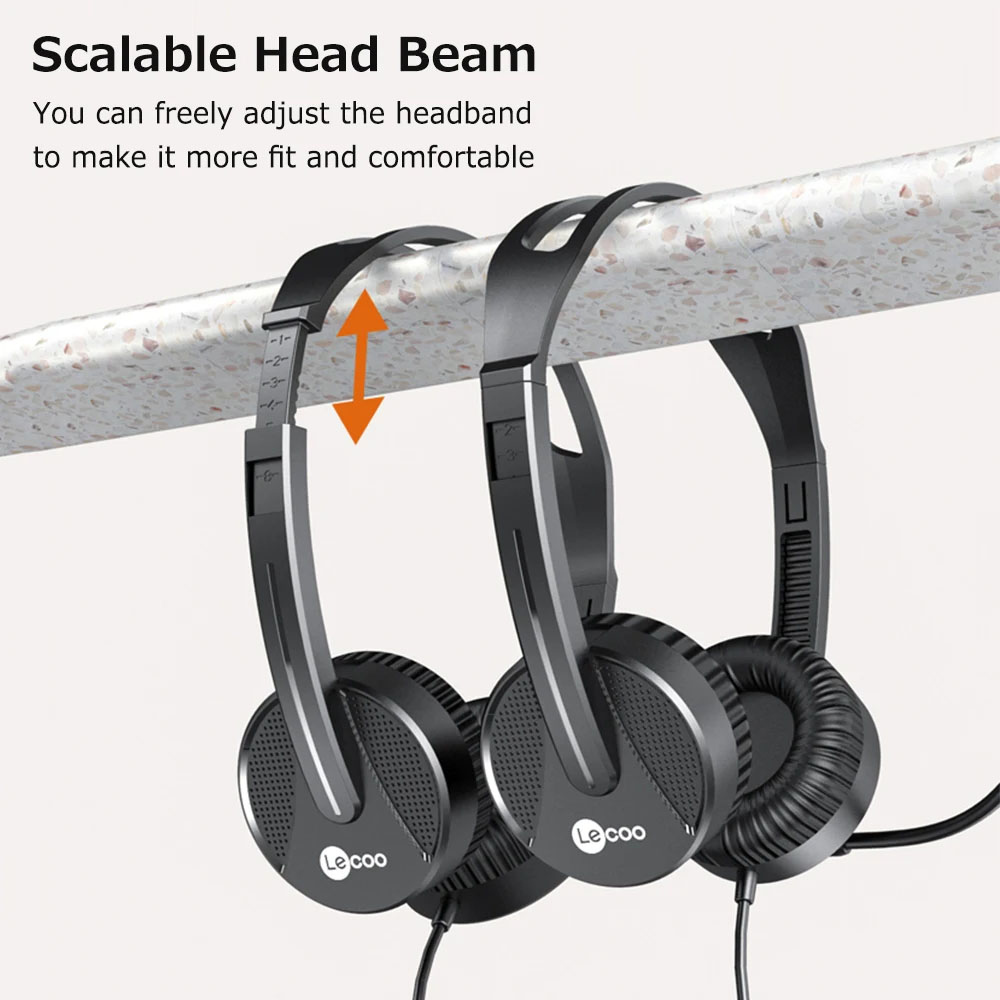 Lenovo Lecoo Wired Headset with Adjustable Microphone 1-Jack 3.5mm [ HT106 ]