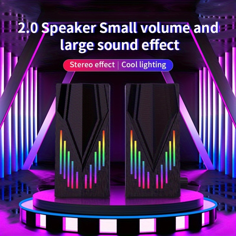 RGB Desktop Speaker Stereo Sound (USB Power / AUX 3.5mm Audio) [ E-1065 ]