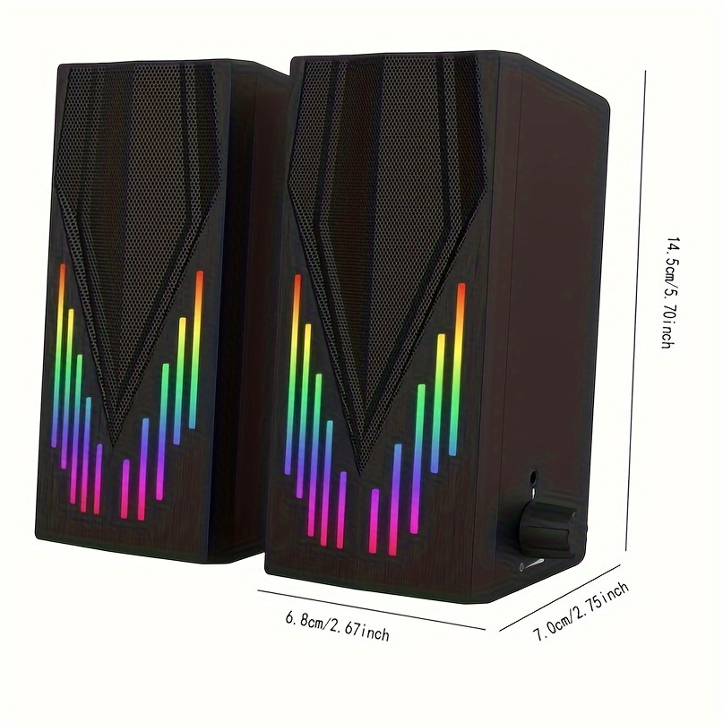 RGB Desktop Speaker Stereo Sound (USB Power / AUX 3.5mm Audio) [ E-1065 ]