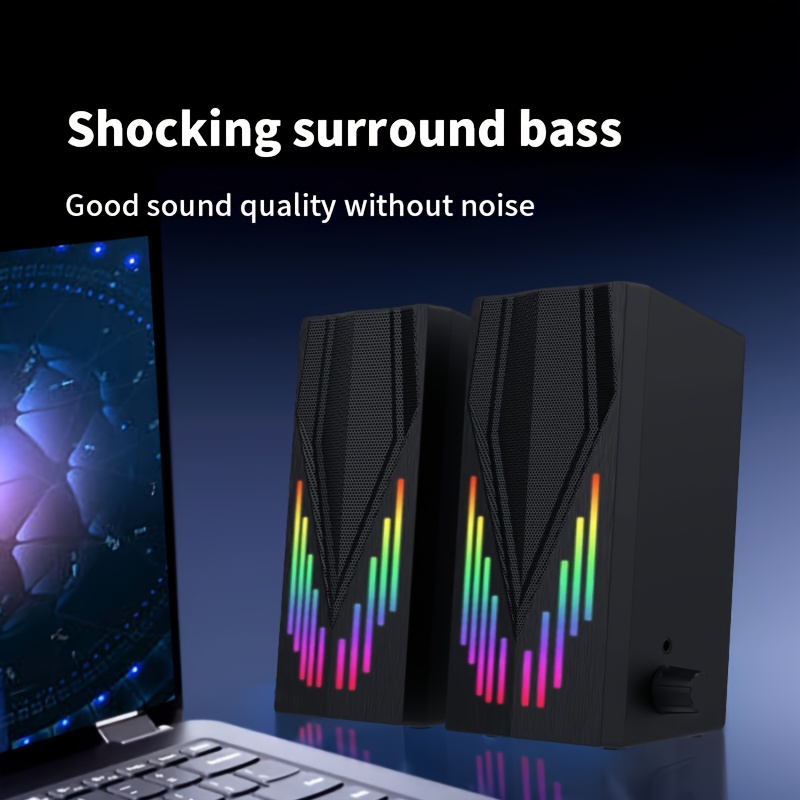 RGB Desktop Speaker Stereo Sound (USB Power / AUX 3.5mm Audio) [ E-1065 ]