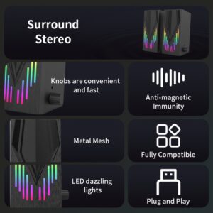 RGB Desktop Speaker Stereo Sound (USB Power / AUX 3.5mm Audio) [ E-1065 ]