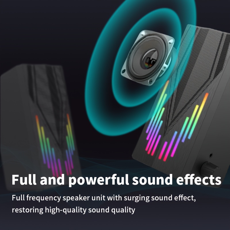 RGB Desktop Speaker Stereo Sound (USB Power / AUX 3.5mm Audio) [ E-1065 ]