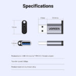 UGreen USB Type-C (Female) To USB-A 3.0 (Male) Convertor Adapter [ US276/35000 ]