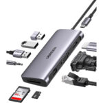 UGreen 10-in-1 USB-C Multifunction Adapter (3x USB-A 3.0 / AUX 3.5mm / Type-C / SD TF Card / HDMI / VGA / RJ45) [ 80133 ]
