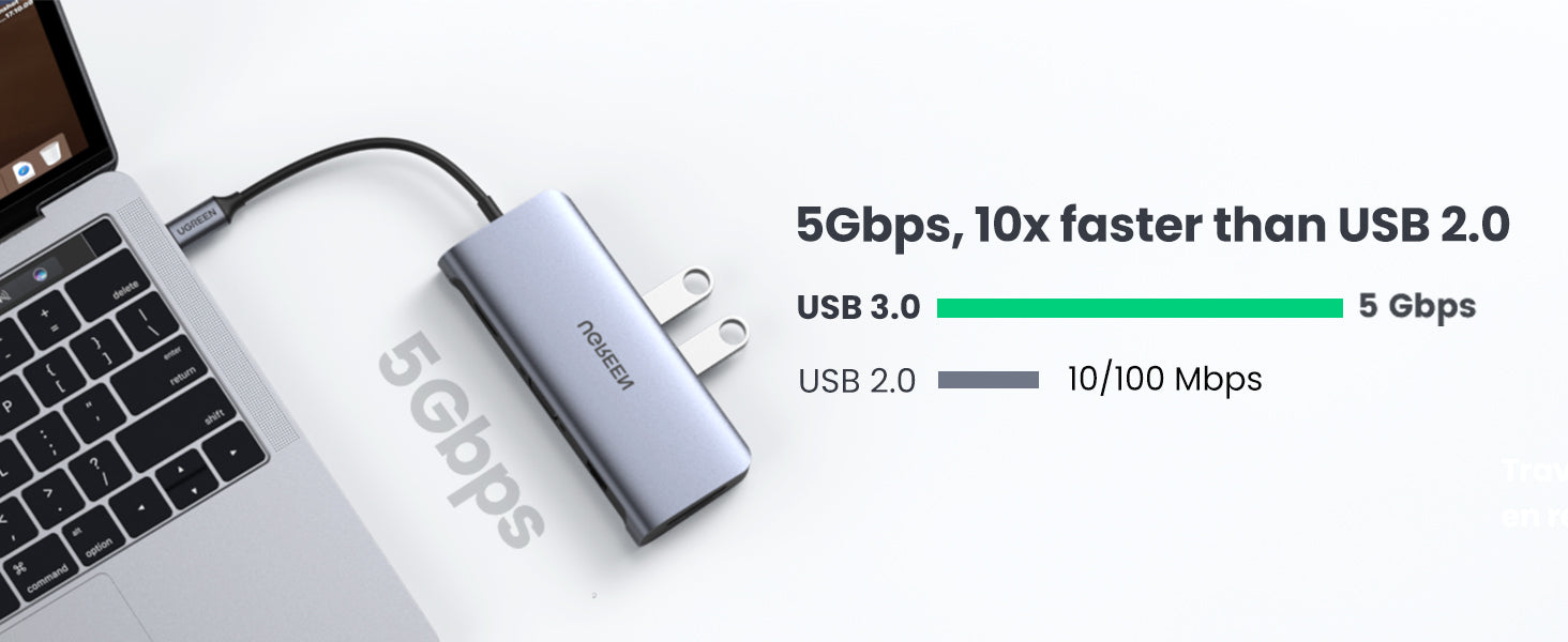 UGreen 10-in-1 USB-C Multifunction Adapter (3x USB-A 3.0 / AUX 3.5mm / Type-C / SD TF Card / HDMI / VGA / RJ45) [ 80133 ]