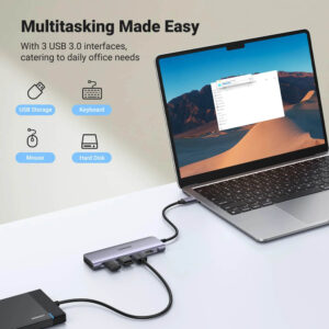 UGreen 6 in 1USB-C Multifunction Adapter (3 x USB-A / HDMI / 1 x SD Card Slot / 1 x TF Card Slot / CM195) [ 70410 ]