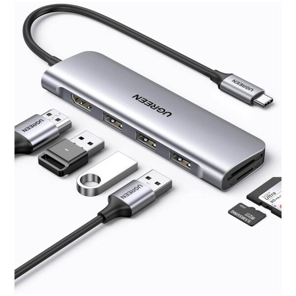 UGreen 6 in 1USB-C Multifunction Adapter (3 x USB-A / HDMI / 1 x SD Card Slot / 1 x TF Card Slot / CM195) [ 70410 ]