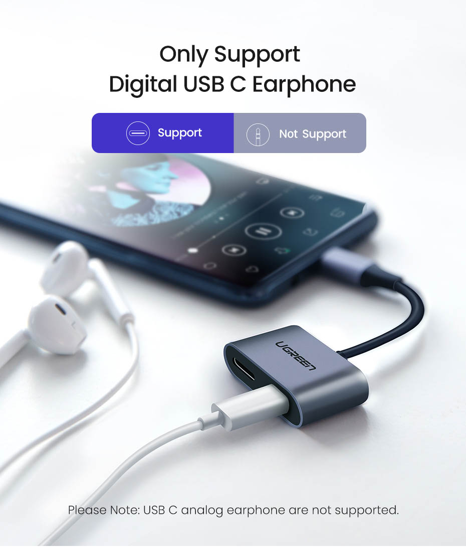 UGreen 2-In-1 USB Type-C to Type-C Headphone & Charger Adapter [ 60165 ]