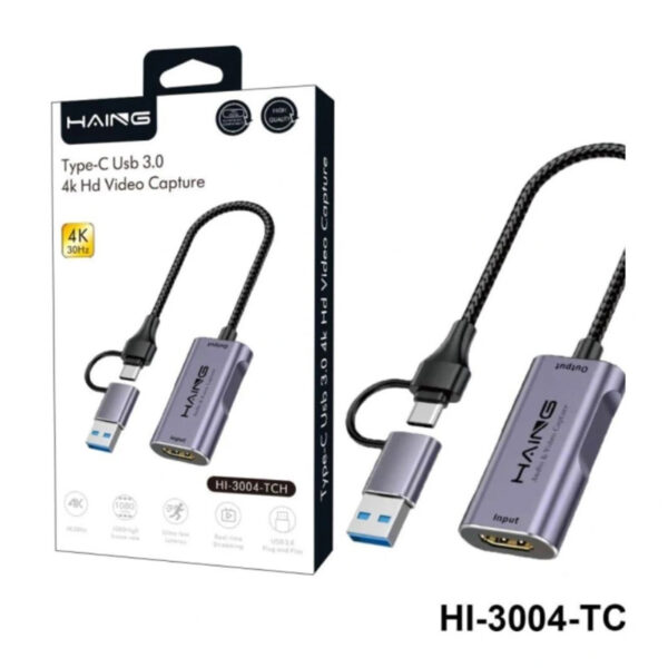 Haing USB-C And USB-A 3.0 HDMI Capture 4k 30Hz [ Hi-3004-TCH ]