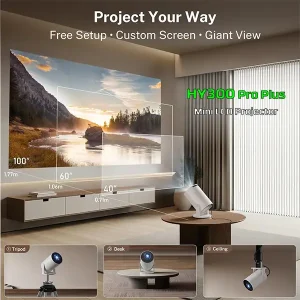 HY300 Pro Plus mini LCD Projector (720p/Wi-Fi/Bluetooth/Cast/HDMI-in/8GB Storage/1GB RAM/Android 14)(X1BR) - Image 3