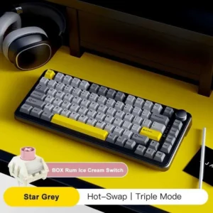 AJAZZ AK820 MAX BOX iceCream Switch Keyboards RGB Tri-Mode Connectivity Wired / Wireless 2.4G / Bluetooth ( Black+yellow ) - Image 2