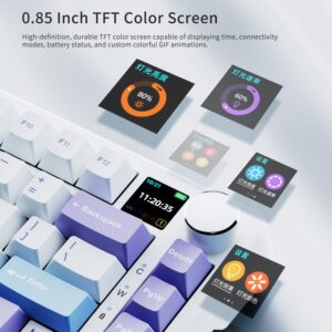 Ajazz AK820Max LCD Magnetic Switch Mechanical USB wired / 2.4G wireless / Bluetooth 5.0 / Keyboard – ( Purple-White -Blue ) - Image 2