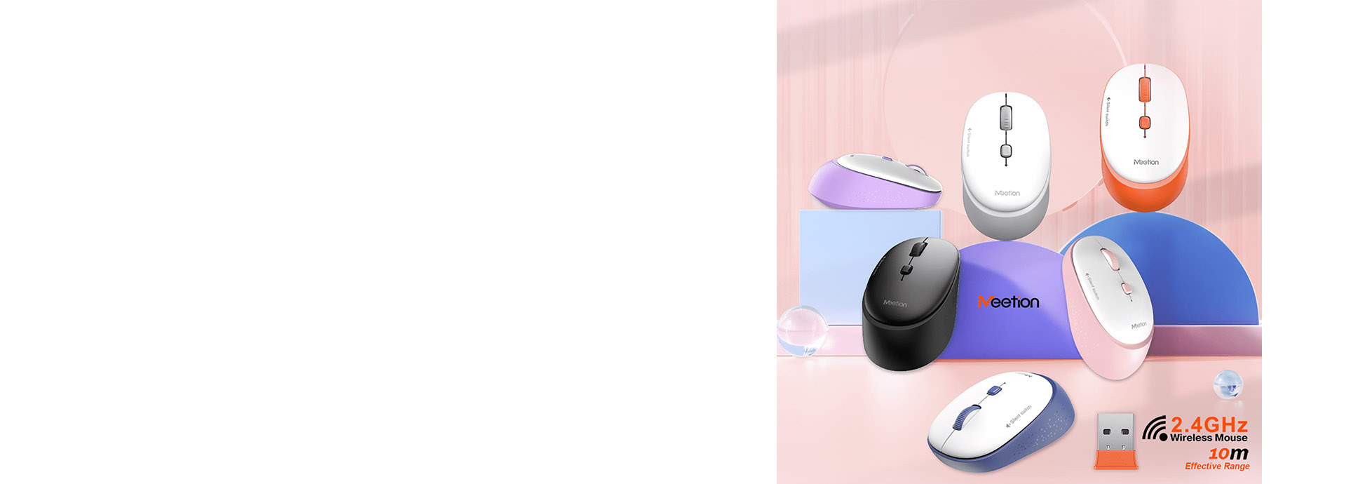 Meetion 2.4g Wireless Office Mouse (Silent Switch / Pink) [ R571 ]