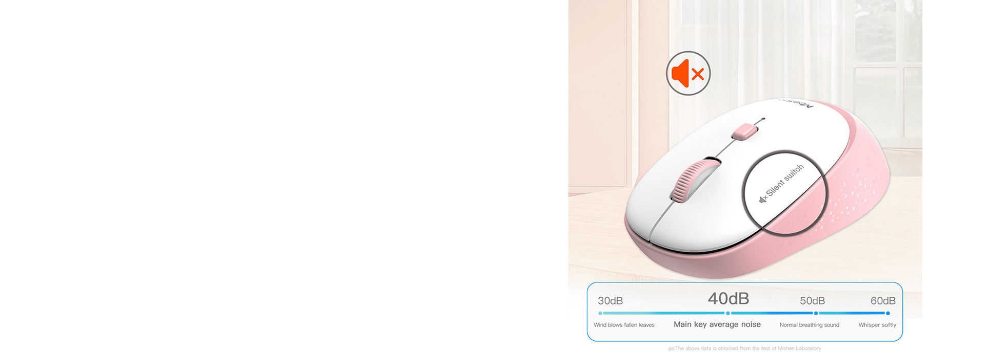 Meetion 2.4g Wireless Office Mouse (Silent Switch / Pink) [ R571 ]