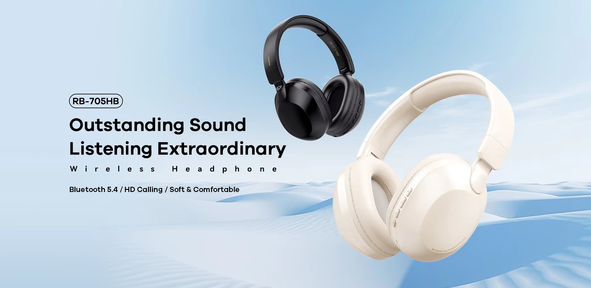 Remax Wireless Headphone Bluetooth 5.4 Over-Ear Headphones Black [ RB-705HB ]