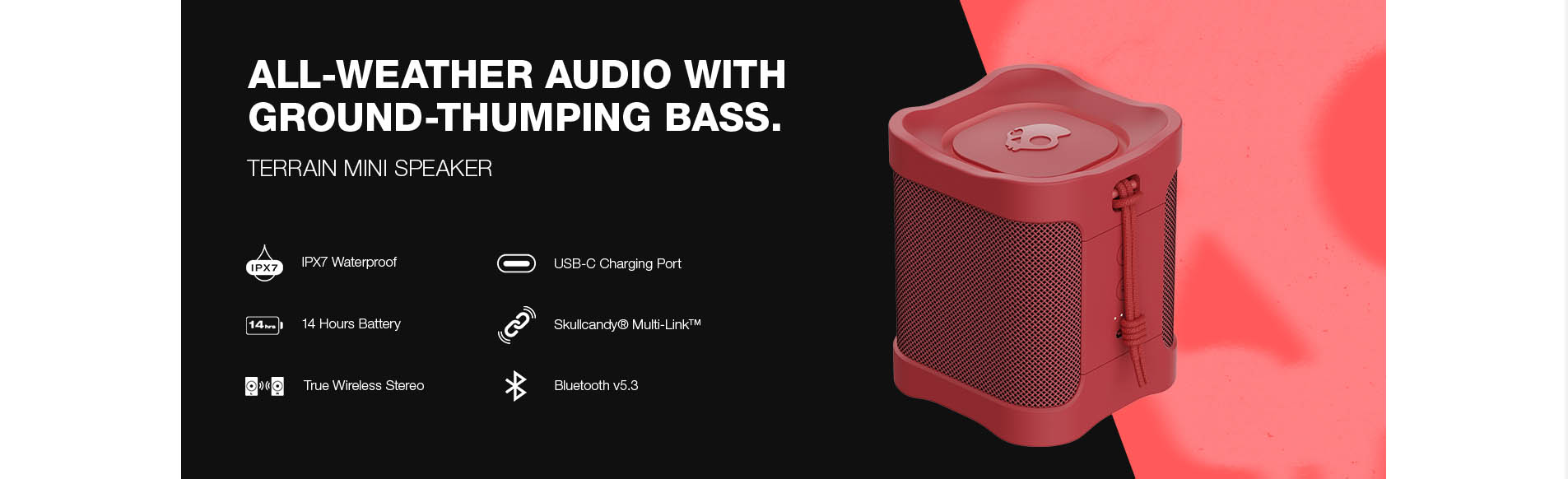 Skullcandy Terrain Mini Bluetooth Portable Speaker [ 2SKSK1846N0L2 ]