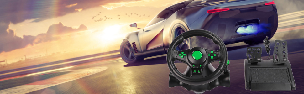Steering Wheel 4 in 1 Vibration 180° Rotation for (PC / PS4 / PS3 / XBOX 360)