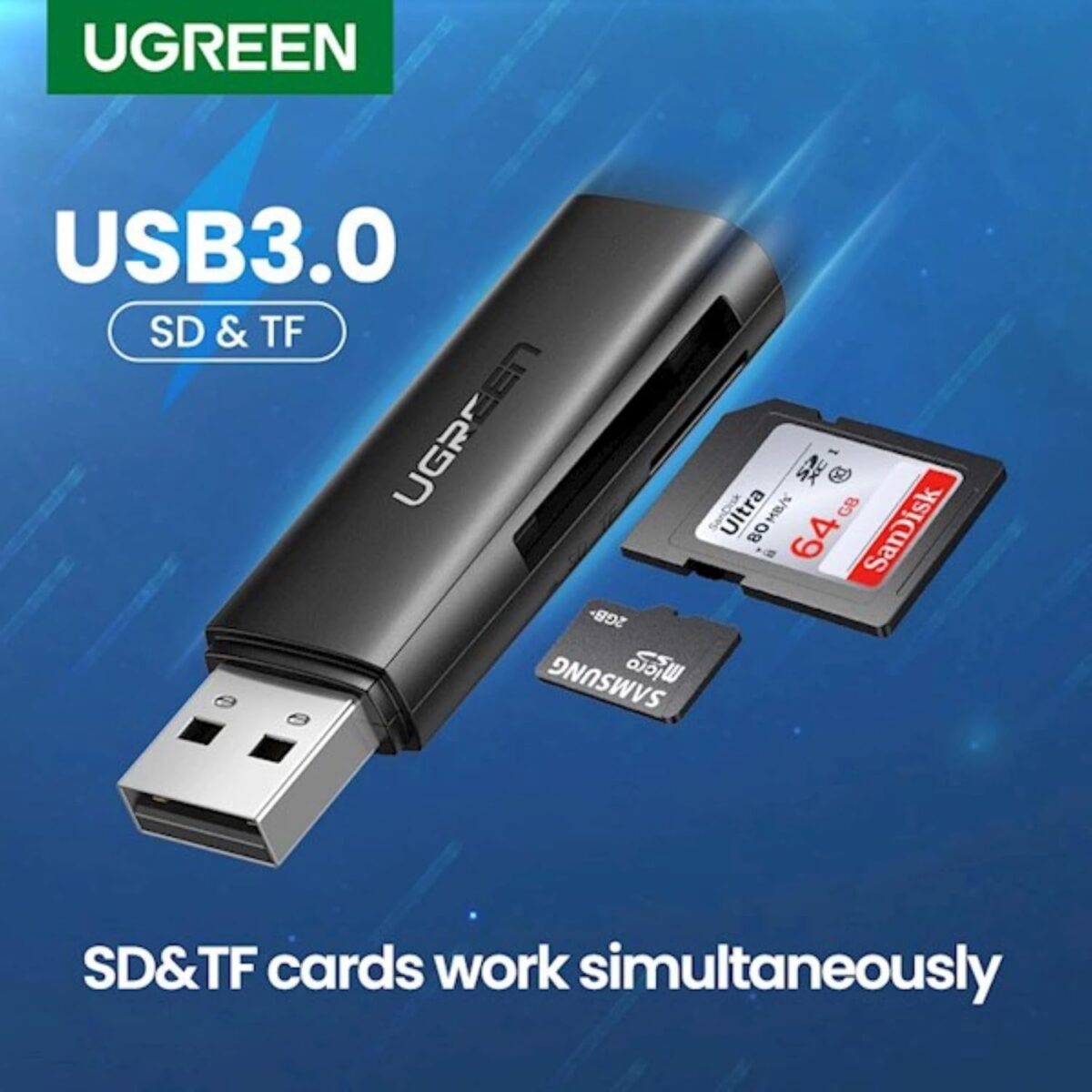 UGreen USB 3.0 Multifunction Card Reader (MicroSD / SD Memory Card) [ 60722 ]