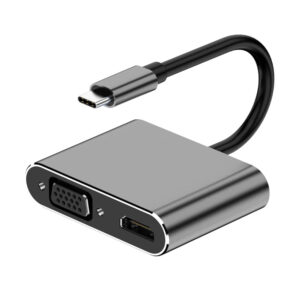 USB-C to HDMI+VGA Adapter Aluminum Case (2-in-1)