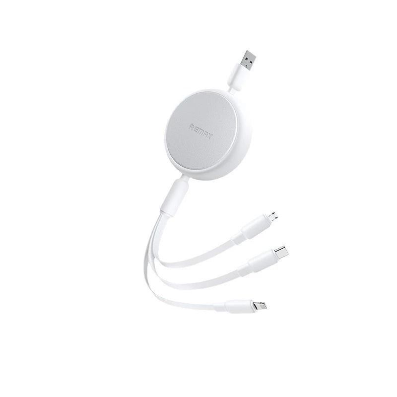 REMAX Telescopic 3A Retractable 3-in-1 Charger 120cm Cable RC-C195 – ( USB to iPhone,Type C, Micro )