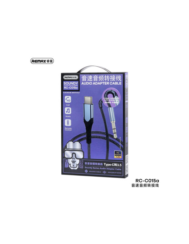 REMAX Type-C AUX3.5 mm Audio Adapter 1M Cable RC-C015a - Image 3