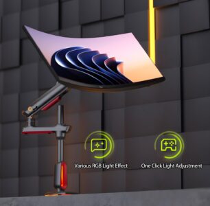 NB NORTH BAYOU L70 Gaming Monitor-Arm RGB Desk Mount - 32-inch up to 60-inch -  VESA 75/100 mm - Heavy Duty Stand Load up to 20 kg - Image 3