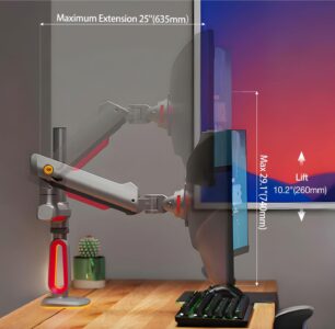 NB NORTH BAYOU L70 Gaming Monitor-Arm RGB Desk Mount - 32-inch up to 60-inch -  VESA 75/100 mm - Heavy Duty Stand Load up to 20 kg - Image 10