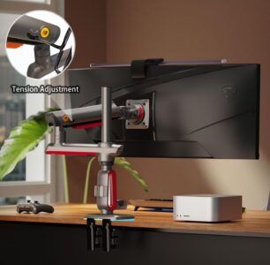NB NORTH BAYOU L70 Gaming Monitor-Arm RGB Desk Mount - 32-inch up to 60-inch -  VESA 75/100 mm - Heavy Duty Stand Load up to 20 kg - Image 4