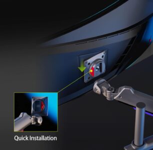 NB NORTH BAYOU G80 Gaming Monitor-Arm RGB Desk Mount - 32-inch up to 60-inch -  VESA 75/100 mm - Heavy Duty Stand Load up to 20 kg - Image 3