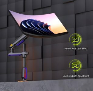 NB NORTH BAYOU G80 Gaming Monitor-Arm RGB Desk Mount - 32-inch up to 60-inch -  VESA 75/100 mm - Heavy Duty Stand Load up to 20 kg - Image 2