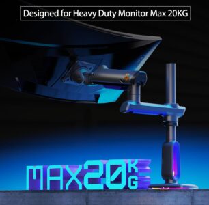 NB NORTH BAYOU G80 Gaming Monitor-Arm RGB Desk Mount - 32-inch up to 60-inch -  VESA 75/100 mm - Heavy Duty Stand Load up to 20 kg - Image 5