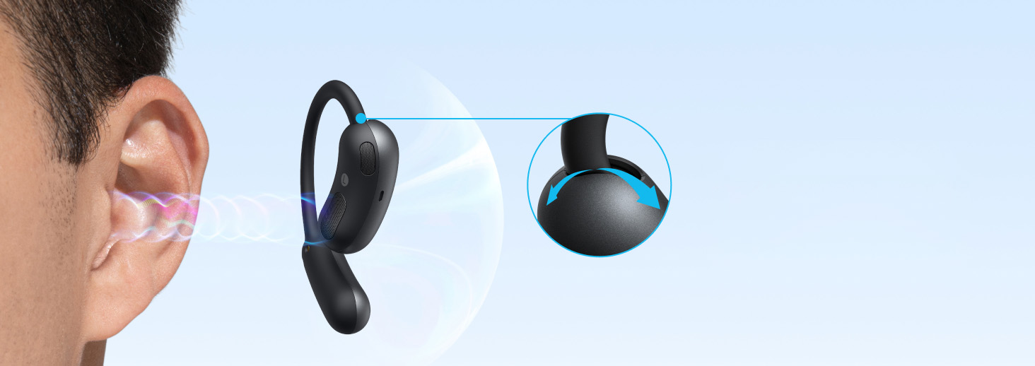 Anker Soundcore AeroFit 2 Adjustable Open-Ear Wireless Earbuds Black [ A3874H11 ]