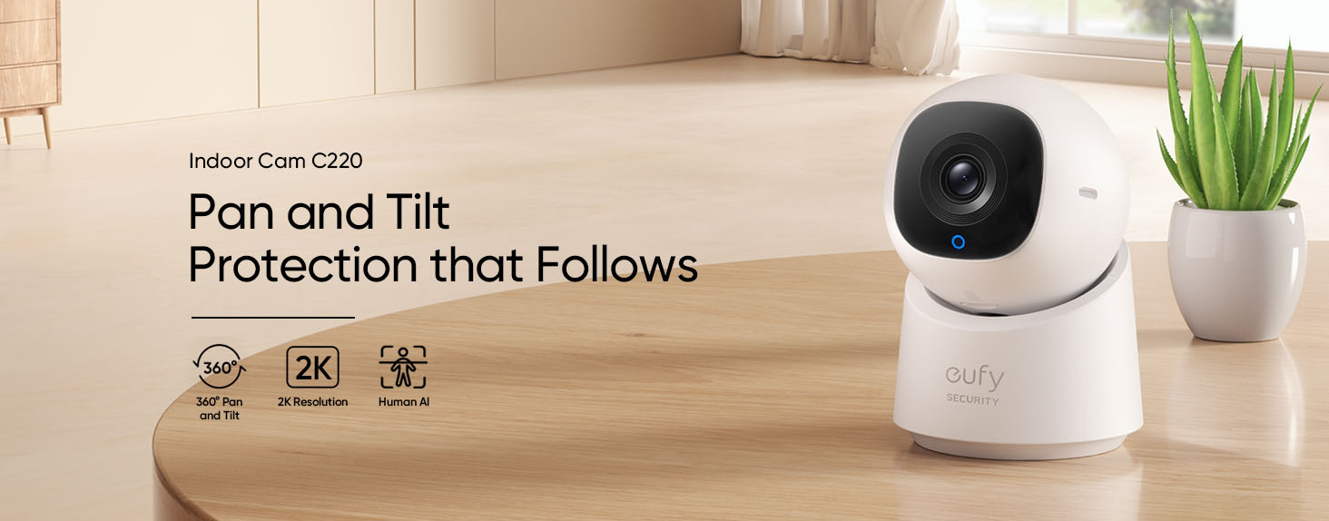 Anker eufy Security Indoor Cam (2K / 360° Pan and Tilt / Two-Way Audio) C220 [ T8W11321 ]