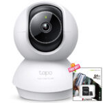 TP-Link Tapo C230 Camera Pan/Tilt AI Home Security Wi-Fi Camera - 3K 5MP - Night Vision up to 40 ft -  AI Detection + Free 64GB memory card