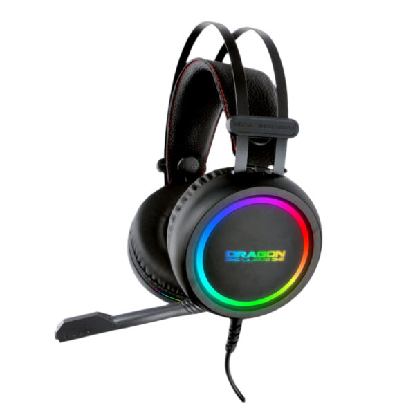 Dragon War RGB Lighting effect Gaming Headset (3.5mm AUX Audio + USB RGB) [ G-HS-012-Black ]