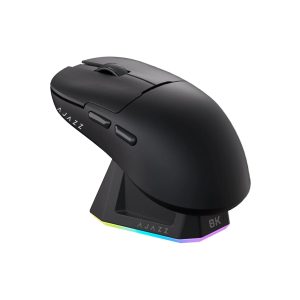 Ajazz AJ159 PRO Mouse Tri mode ( 2.4G / Bluetooth / USB cable ) With magnetic charging Dock RGB / 400 mAh Battery  UP to 30,000 DPI - Black Color